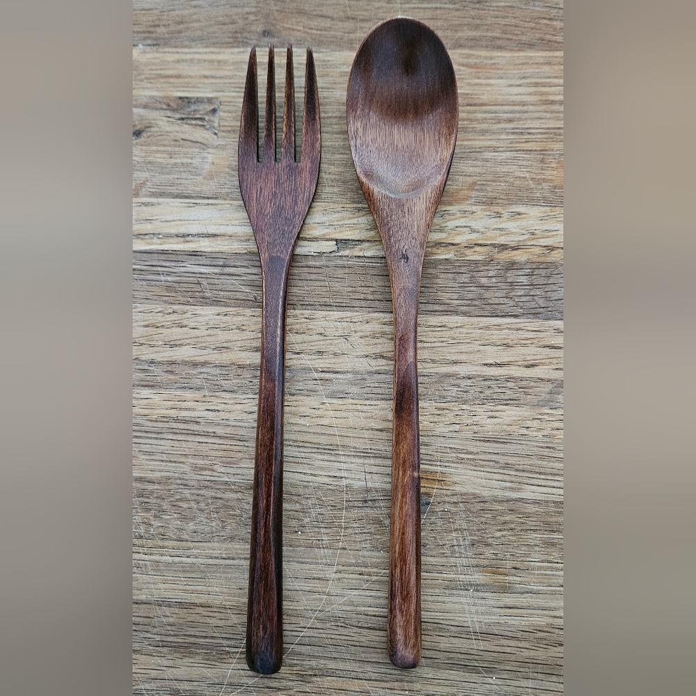NWOT Wooden Serving Fork and Spoon Set